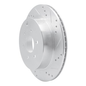 Nissan Pathfinder Brake Rotor (1) - Rear Right - R1 Concepts - Drilled & Slotted - Silver - `05-`12